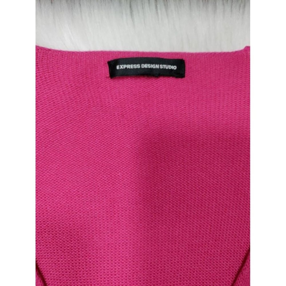 Express Design Studio Long Sleeve Ribbed Knit Mini Dress Hot Pink Women's M / S - Picture 7 of 14